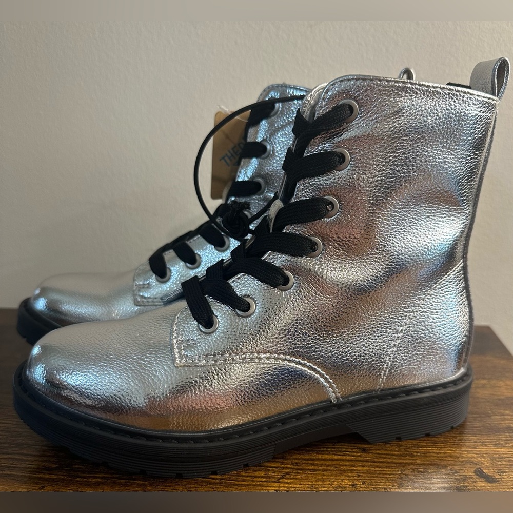 Thereabouts Little and Big Girl Silver Reese Combat Boots NWT Various Sizes